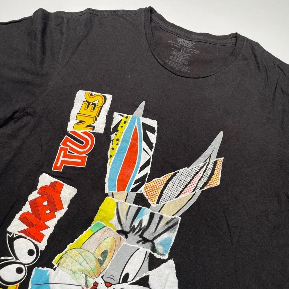 Looney Tunes Bugs Bunny Graphic T-Shirt Mens XL Black Short Sleeve Cotton Tee